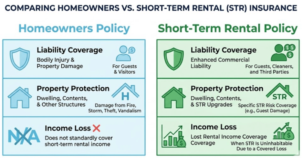 Vacation Rental Insurance in Arizona: What Hosts Must Know to Protect Their Property, Income, and Personal Assets 2 Homeowners vs vacation rental insurance coverage comparison for Arizona Airbnb hosts