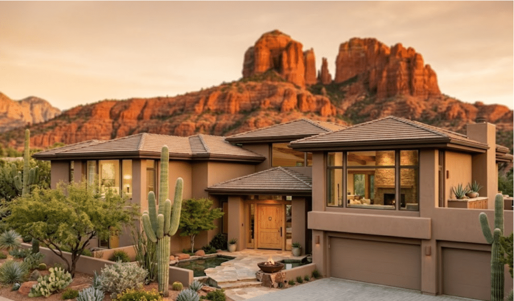 Vacation Rental Insurance in Arizona: What Hosts Must Know to Protect Their Property, Income, and Personal Assets 1 Sedona Arizona vacation rental home with red rock backdrop — short-term rental insurance coverage